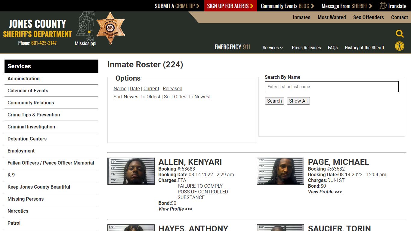 Inmate Roster - Jones County Sheriff MS